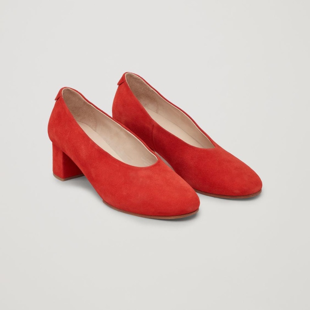 Cos red suede ballerina pumps